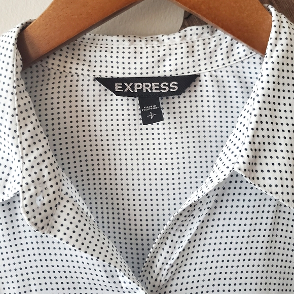 EXPRESS Mini-Dot Portofino Button Down Top - Picture 7 of 9